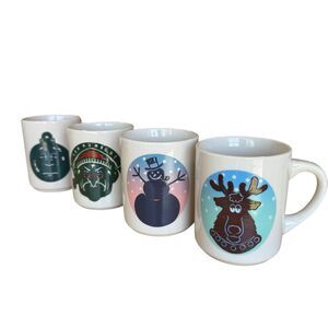 Denny’s 1991 Happy Holidays Magic Color Picture Changing Coffee 4 Mugs Christmas